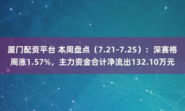 厦门配资平台 本周盘点（7.21-7.25）：深赛格周涨1.57%，主力资金合计净流出132.10万元